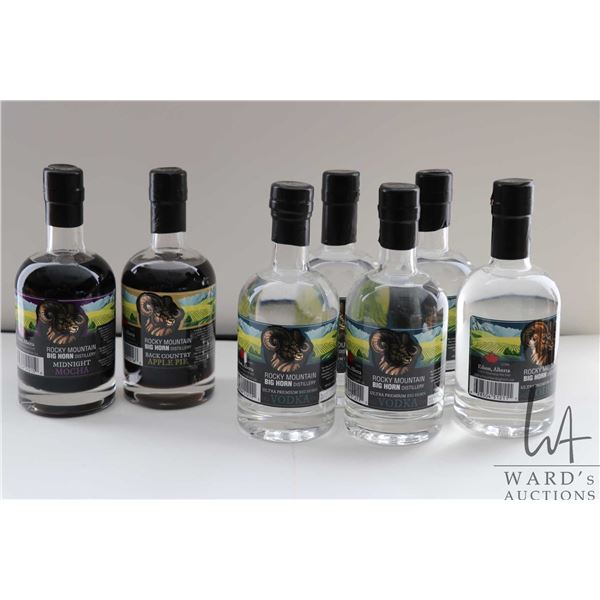 Seven 375ml bottles of Rocky Mountain Big Horn including five premium vodka / 40% ABV, one Back Coun