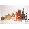 Image 1 : Selection of decorative bar items including empty glazed pottery jugs, wooden drinking vessels, cork
