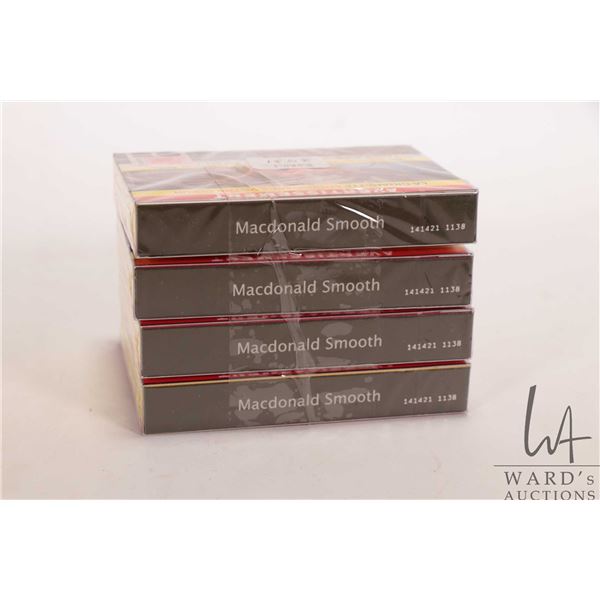 Four 25 count packages of Macdonald Smooth regular size cigarettes  Note: Age appropriate Canadian b