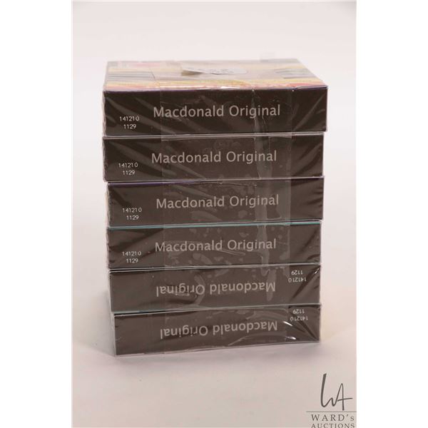 Six 20 count packages of Macdonald Original regular sized cigarettes  Note: Age appropriate Canadian