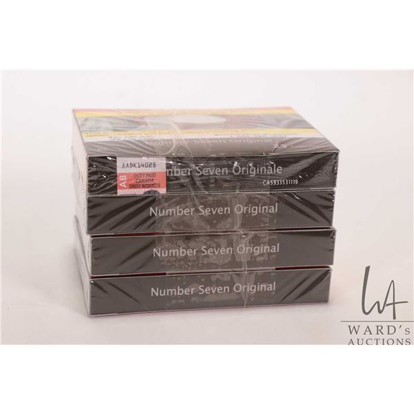 Four 25 count packages of Number Seven Original regular sized cigarettes