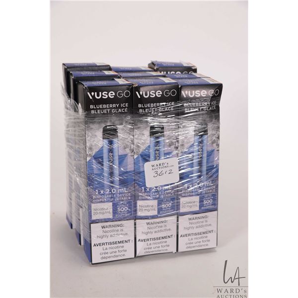 Nine 2.0 ml packages of Vuse Go Blueberry Ice disposable nicotine devices  Note: Age appropriate Can