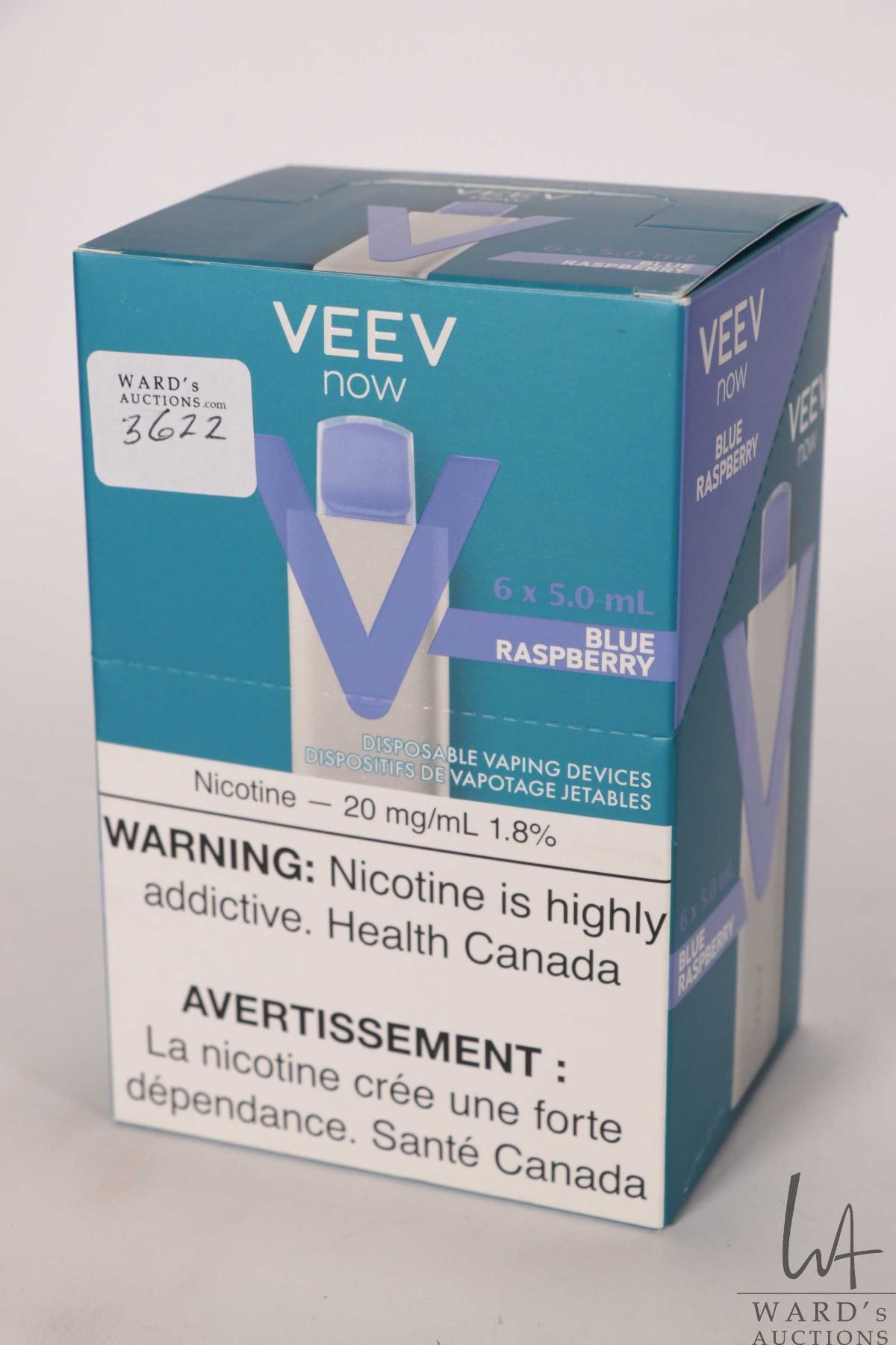 Six 5.0ml packages of Veev Now Blue Raspberry disposable nicotine ...