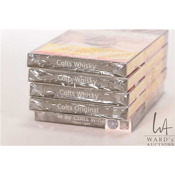 Five 8 count packages of cigars including three Colt Whisky, one Colt Original and one M By Colt Vin