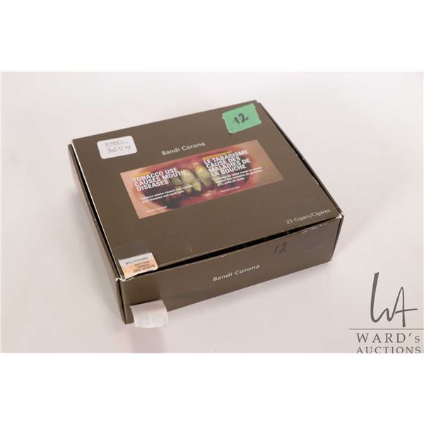 Box containing 12 count of Bandi Corona cigars  Note: Age Appropriate Canadian Buyers Only