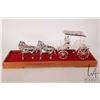 Image 8 : 800 silver carriage with four horses in glass display. Note: crack to one of the glass sides. Overal