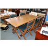 Image 1 : Mid century era Brutalist dining suite including four oak and leather dining chairs with bronze nail