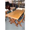 Image 2 : Mid century era Brutalist dining suite including four oak and leather dining chairs with bronze nail