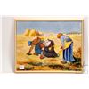 Image 1 : Framed glazed ceramic tile which appears to be of Jean-Francois Millet "The Gleaners", 10 1/2" X 13 