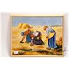 Image 2 : Framed glazed ceramic tile which appears to be of Jean-Francois Millet "The Gleaners", 10 1/2" X 13 
