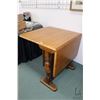 Image 1 : Antique Tudor style, quarter cut oak gate legged table, 30" X 12" when folded plus two 17" drop leav