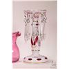 Image 2 : Four pieces of cranberry glass, all hand blown with applied colourless handles plus a pair of cased 