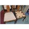 Image 2 : Set of four antique dining chairs with cabriole feet, one missing seat