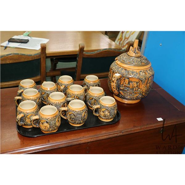 German punch bowl set with twelve cups made by GERZ West Germany