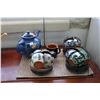 Image 1 : Glazed pottery tea set including teapot, cream jug, twelve cups and saucers