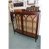 Image 1 : Antique two door curio cabinet with glass shelves, on cabriole supports, 46" H X 47" W X 13" D