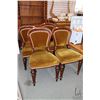 Image 1 : Set of four antique Victorian dining chairs with green velvet upholstery and nail head decoration