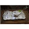 Image 2 : Child sized tea trolley 17" in height to handle plus selection of serving pieces including tea set, 