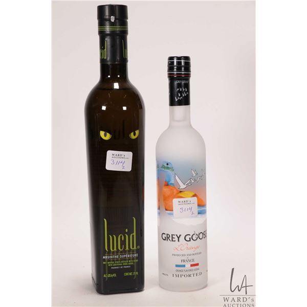 Lucid/ Absinthe/ 375ml/ 62% ABV and Grey Goose/ L'Orange Vodka/ 200ml/ 40% ABV  Note: Alcohol cannot