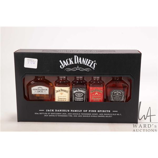 Jack Daniels/ Minis Family Variety Pack/ 5 X 50ml/ 35%- 40% ABV  Note: Alcohol cannot be insured by 
