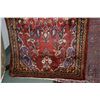 Image 2 : 100% handmade Iranian wool carpet runner "Hamdan" with center medallion, red background and overall 
