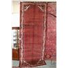 Image 1 : 100% handmade Iranian wool carpet runner "Mir" with geometric pattern, red background, highlights of