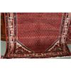 Image 2 : 100% handmade Iranian wool carpet runner "Mir" with geometric pattern, red background, highlights of