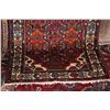 Image 2 : 100% handmade Iranian wool carpet runner "Hamdan" with center medallion, red background and highligh
