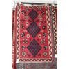 Image 1 : 100% handmade Iranian wool throw carpet "Fasa" with triple medallion, red background and highlights 