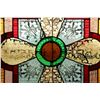 Image 3 : Antique leaded, painted and stained framed glass panel, purportedly from an Italian church, outside 