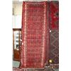 Image 1 : 100% handmade Iranian wool carpet runner "Hamden" with geometric pattern, red background and highlig