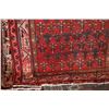 Image 2 : 100% handmade Iranian wool carpet runner "Hamden" with geometric pattern, red background and highlig