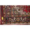 Image 2 : 100% handmade Iranian wool carpet "Tabriz" with center medallion, red background, floral pattern and