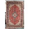 Image 1 : 100% handmade Iranian wool carpet "Tabriz" with center medallion, red background, floral pattern and