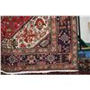 Image 2 : 100% handmade Iranian wool carpet "Tabriz" with center medallion, red background and floral pattern,