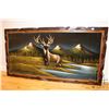 Image 2 : NAMAO LOCATION Velvet wildlife painting signed by artist, 26" X 49"    -Note: this is a moving aucti
