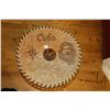 Image 2 : NAMAO LOCATION Folding stool with leather Cuba motif seat plus three horn carvings    -Note: this is