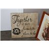 Image 2 : NAMAO LOCATION Two floor standing metal framed candleholders 31" H, two prints, note: one with broke