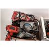 Image 2 : Two flats of power tools including drills, sanders, Skil saws, glue gun and reciprocating saw