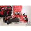 Image 2 : Three Milwaukee cordless power tools including driver, cut out saw and reciprocating saw, includes o