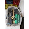 Image 1 : Assortment of tools including Greenlee manual knock out kit, tile cutter, tile hole cutters, trowels