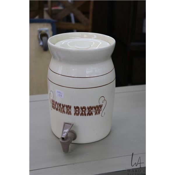 Modern ceramic jug with spigot marked "Home Brew", 10 1/2" H