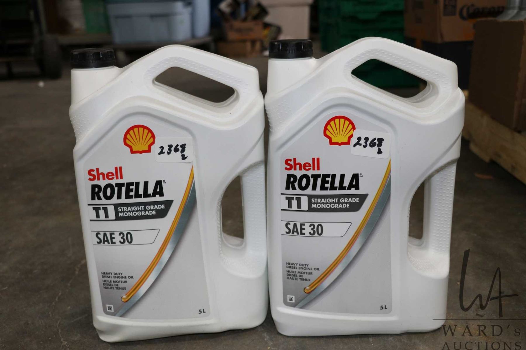 Sae30 Shell Two 5 litre containers of Shell Rotella TI SAE 30 Diesel motor oil