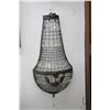 Image 2 : Pair of French style balloon wall sconces with cast metal frame and glass lusters, 30" in length and