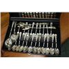 Image 2 : Boxed set of Rogers Bros. silver plate flatware, not complete. note: distressed case