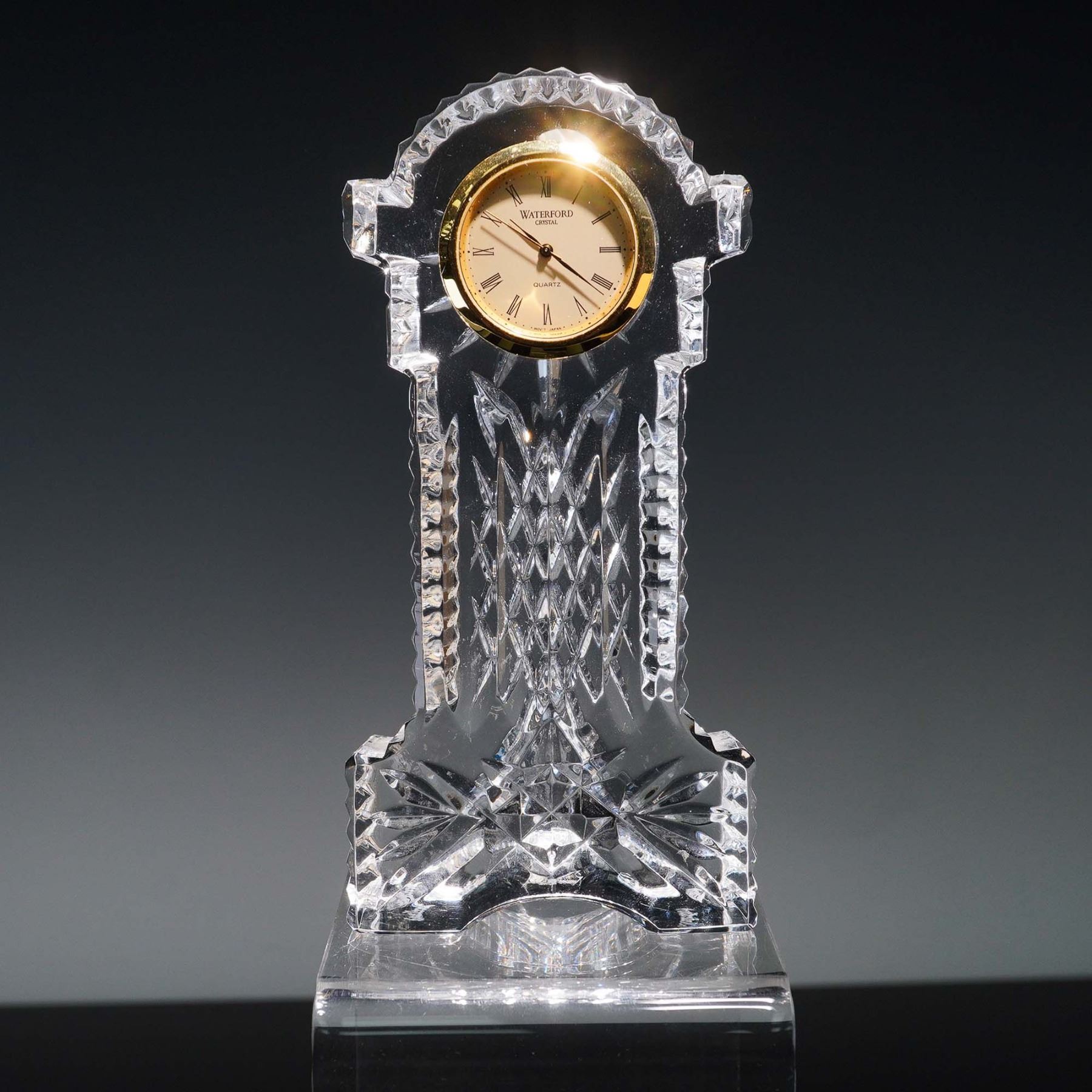 Waterford Crystal Desk Clock with Gold Trim