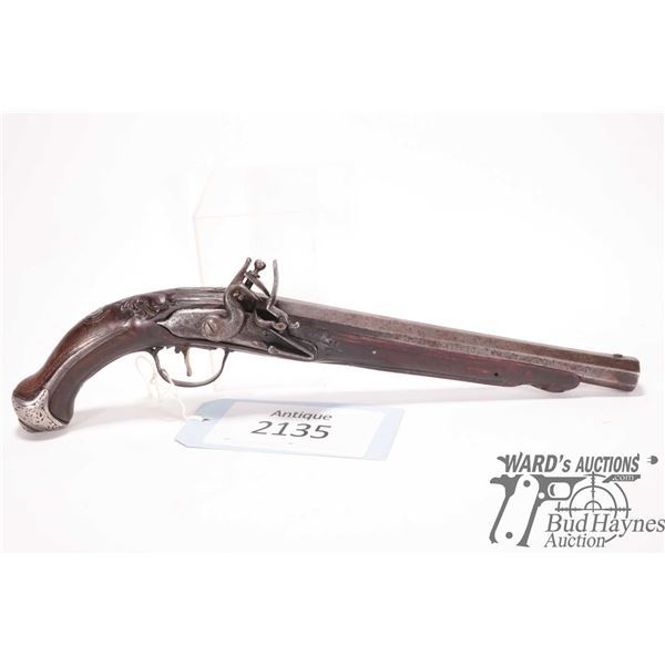 Antique pistol Wogdon London model Flintlock pistols, .55 cal Single shot muzzle loading, w/ bbl len
