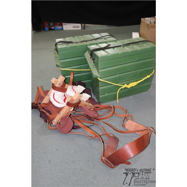 Pack saddle and harness (appears new), and two Pack saddle and harness (appears new), and two light 