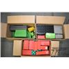 Image 1 : Three boxes of assorted sized ammo cases and trays Three boxes of assorted sized ammo cases and tray