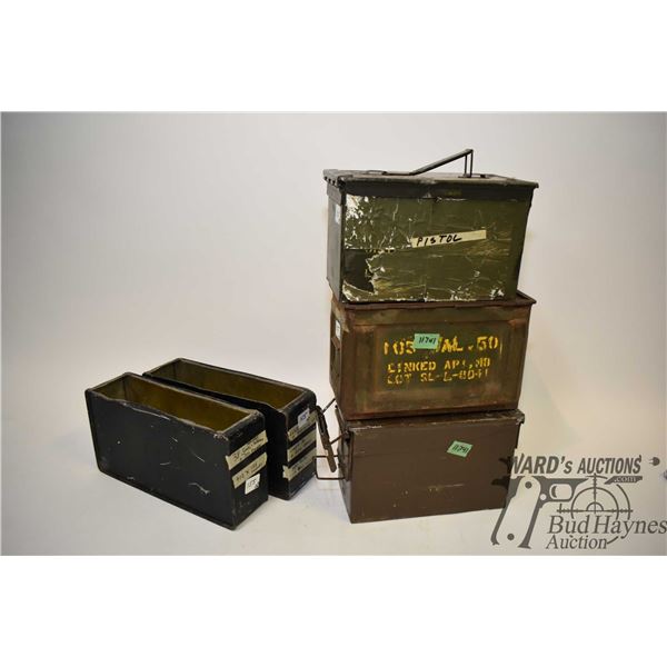 Five metal ammo boxes Five metal ammo boxes